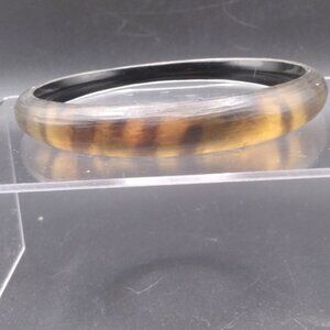 Designer Alexis Bittar Lucite Asymmetrical Tiger Tabby Stripe Bangle Bracelet